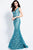 57046 Plunging Scalloped Lace Trumpet Gown