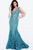 57046 Plunging Scalloped Lace Trumpet Gown