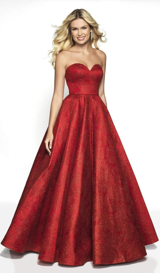 Blush by Alexia Designs - 5705 Strapless Sweetheart Ballgown In Red