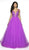Blush by Alexia Designs - 5707 Beaded Deep V-neck Tulle Ballgown In Purple