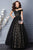 Alyce Paris - 5707 Beaded Lace High Neck Ballgown In Black and Neutral