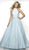 Blush by Alexia Designs - 5709 High Halter Ballgown With Open Back In Blue