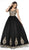 Blush by Alexia Designs - 5710 Metallic Lace V-neck Tulle Ballgown In Black and Gold