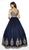 Blush by Alexia Designs - 5710 Metallic Lace V-neck Tulle Ballgown In Blue and Gold