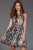 57107 Halter Neck Floral Embroidered Short Dress