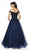 Blush by Alexia Designs - 5711 Hand Beaded Off-Shoulder Tulle Ballgown In Blue