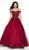 Blush by Alexia Designs - 5711 Hand Beaded Off-Shoulder Tulle Ballgown In Red