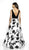 Blush by Alexia Designs - 5714 Plunging V-Neck Floral Dress In White and Black