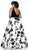 Blush Too by Alexia - 5714W Plunging V-Neck Floral Ballgown In White and Black