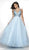 Blush by Alexia Designs - 5716 Beaded Plunging Halter V-neck Ballgown In Blue