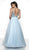 Blush by Alexia Designs - 5716 Beaded Plunging Halter V-neck Ballgown In Blue