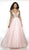 Blush by Alexia Designs - 5716 Beaded Plunging Halter V-neck Ballgown In Pink