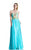 Johnathan Kayne - 502 Strapless Gilded Plunging Gown in Blue and Gold