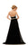 Johnathan Kayne - 502 Strapless Gilded Plunging Gown in Black and Gold