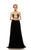 Johnathan Kayne - 502 Strapless Gilded Plunging Gown in Black and Gold