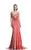 Johnathan Kayne - 509 Bedazzled V-neck Sheath Dress in Red and Neutral