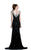 Johnathan Kayne - 519 Bejeweled V-neck Sheath Dress in Black