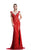 Johnathan Kayne - 535 Cap Sleeve Lace Accented Gown in Red