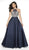 Blush by Alexia Designs - 5720 Crystal Beaded Halter Mikado Ballgown In Black and Blue