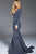 57204 Glitter Long Sleeve Deep V-neck Mermaid Dress