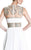 Johnathan Kayne - 596 Jeweled Illusion A-Line Gown in White