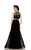 Johnathan Kayne - 596 Jeweled Illusion A-Line Gown in Black