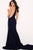 57224 Plunging Glitter Jersey Racerback Gown