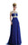 Johnathan Kayne - 596 Jeweled Illusion A-Line Gown in Blue