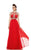 Johnathan Kayne - 596 Jeweled Illusion A-Line Gown in Red