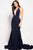 57224 Plunging Glitter Jersey Racerback Gown