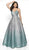 Blush by Alexia Designs - 5723 Sequined Plunging V-Neck Ballgown In Silver and Green