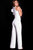 Jovani - Ruffled Cap Sleeve Straight Jumpsuit 57239  In White
