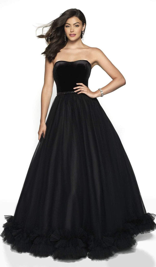 Blush by Alexia Designs - 5726 Sweetheart Ruffled Ballgown In Black