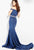 57267 Off Shoulder Beaded Belt Mermaid Gown