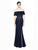 Daymor Couture - 572 Beaded Off-Shoulder Evening Gown in Blue