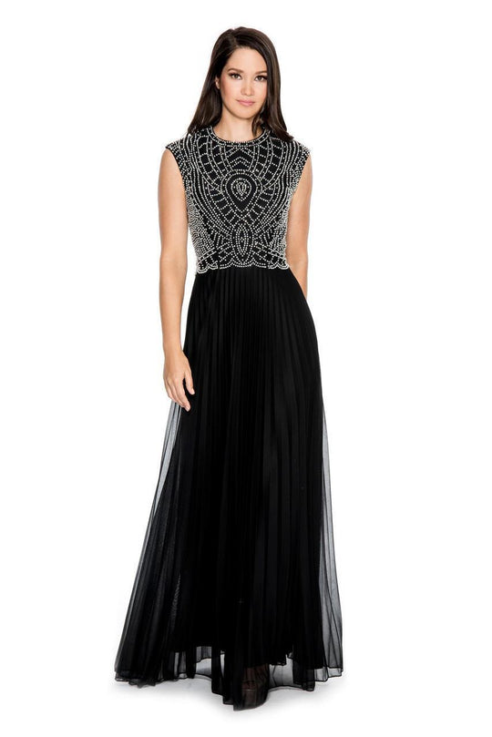 Cachet - Crystal Embellished Jewel Gown in Blue and Silver