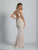 Dave & Johnny - A5743 Beaded Lace Halter Evening Dress in White