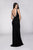 Cachet - 57481Z Beaded Bateau Neck Lace Sheath Long Dress in Black