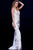 Jovani Beaded Plunging V-Neck Tulle Evening Gown 57533 in White