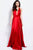 57537 Plunging Halter Satin Overlay Gown