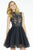 Alyce Paris - 5757 Lace High Neck Tulle A-line Dress In Black and Neutral