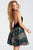 57591 Deep V Halter Neck Fit and Flare Dress