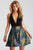 57591 Deep V Halter Neck Fit and Flare Dress