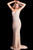 Jovani - Beaded Plunging V-neck Sheath Evening Gown 57612 In Neutral and Silver