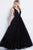 57696 Glitter Embellished Sleeveless Tulle Gown