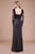 Tadashi Shoji - Jericho Long-Sleeve Jersey Lace Gown In Blue and Black
