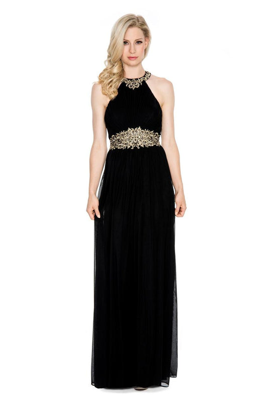 Cachet - Halter Long Dress 57752L in Black