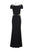 Cachet - 57756 Cap Sleeve Crystal Inset Long Sheath Dress In Black