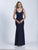 Dave & Johnny - A5779 Tonal Beaded Sheer Evening Gown  in Blue