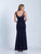 Dave & Johnny - A5779 Tonal Beaded Sheer Evening Gown  in Blue